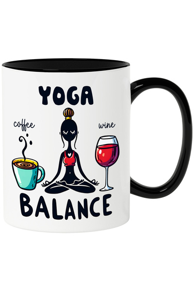 StoryGift Romania Cana cu femeie care mediteaza cu mesajul "Yoga balance", me...