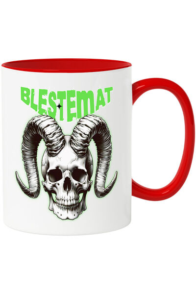 StoryGift Romania Cana cu Craniu Uman Mort Cu Coarne Lungi Text Blestemat Hal...