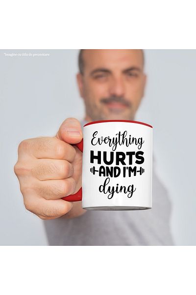 StoryGift Romania Mug for those who have muscle fever at the gym with Red Handle, With Red Handle STG,,STG