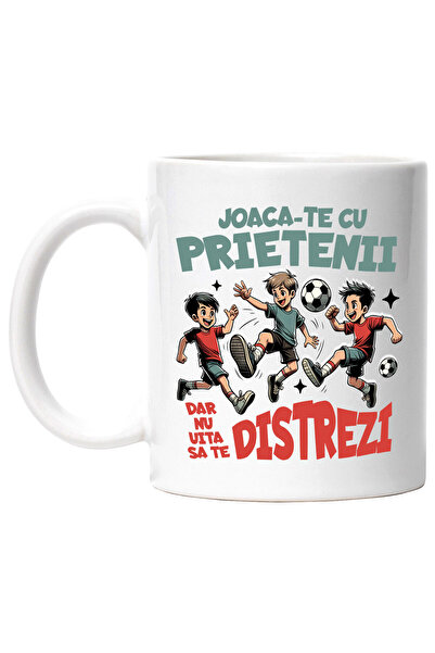 StoryGift Romania Cana cu Grup Prieteni Baieti Meci De Fotbal Distractie Sport Familie Nu Uita Sa , Cu Maner Alb