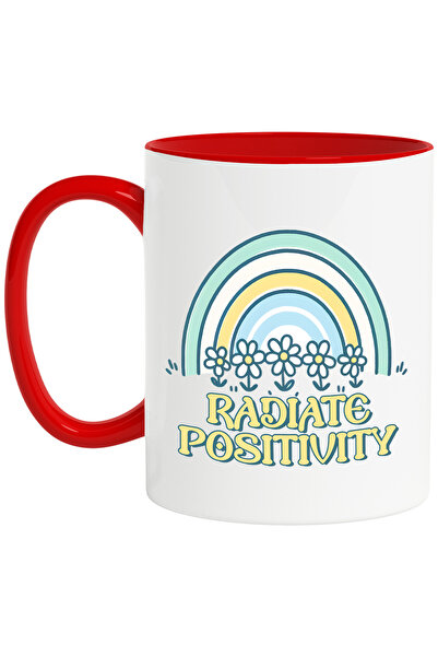 StoryGift Romania Cana cu mesajul "Radiate positivity", ilustratie, motivatio...