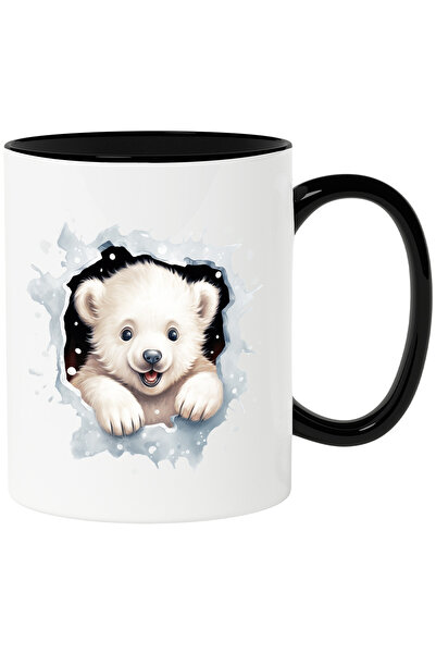 StoryGift Romania Cana cu un ursulet polar care scoate capul printr-o gaura i...