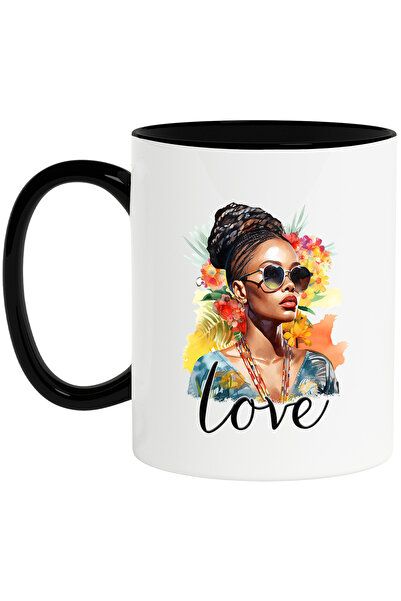 StoryGift Romania Cana cu o femeie de culoare cu mesajul "Love", ilustratie, ...