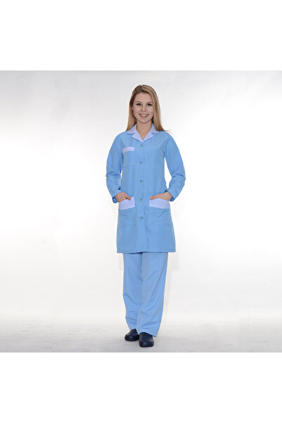 FORMTEKS Temizlik Önlük Mavi Çizgi Garnili