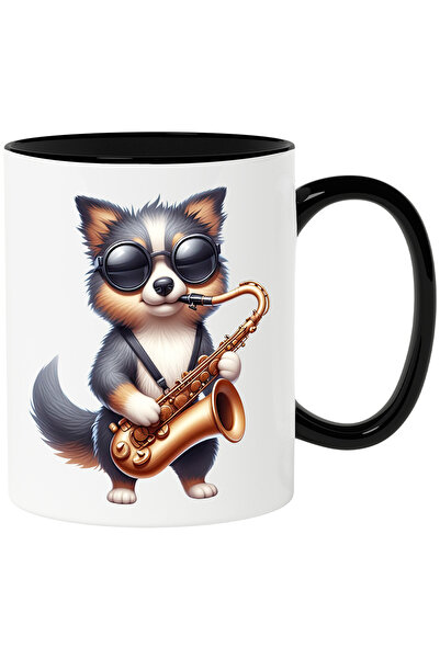 StoryGift Romania Cana cu un caine cu ochelari care canta la saxofon | ilustr...