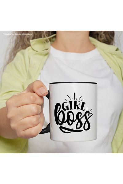 StoryGift Romania Mug with the text in English "Girl boss" - girl boss/business owner multi b, Cu
