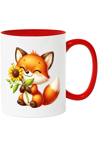 StoryGift Romania Cana cu o vulpita vesela care tine o floare | ilustratie | ...