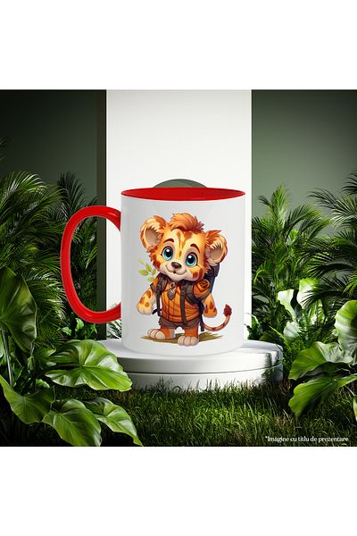 StoryGift Romania Mug with a happy jaguar cub | illustration | explorer | goes on an expedition, With ,STG