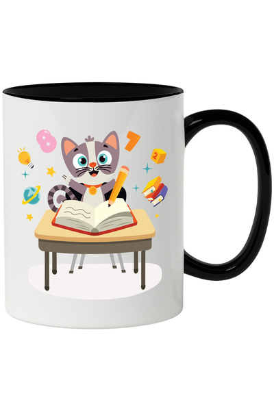 StoryGift Romania Cana Cu Pisica, Scoala, Carte, Creion, Banca, Planeta, Cifr...