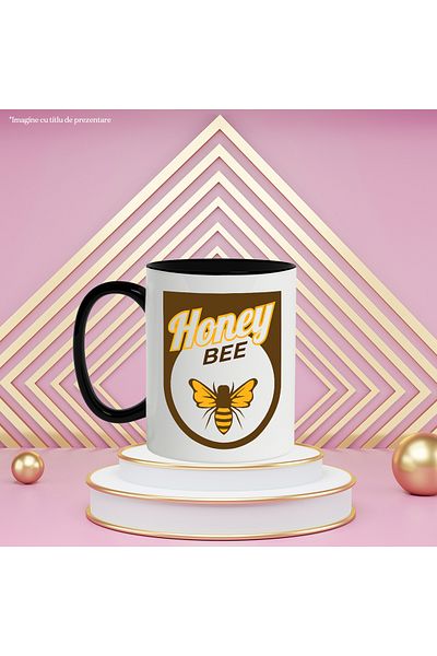StoryGift Romania Cana Cu Mesaj In Engleza Honey Bee, Albina, Miere, Insecta, Multicolor 330 ml, C, Cu Maner Negru