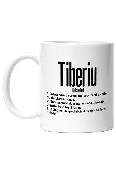 StoryGift Romania Cana Cu Numele Tiberiu, Cu Mesaj Amuzant, Curios, Sociabil,...