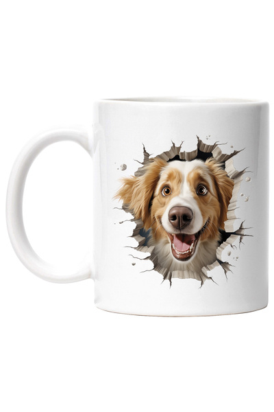 StoryGift Romania Cana cu un caine jucaus care scoate capul printr-un zid dis...