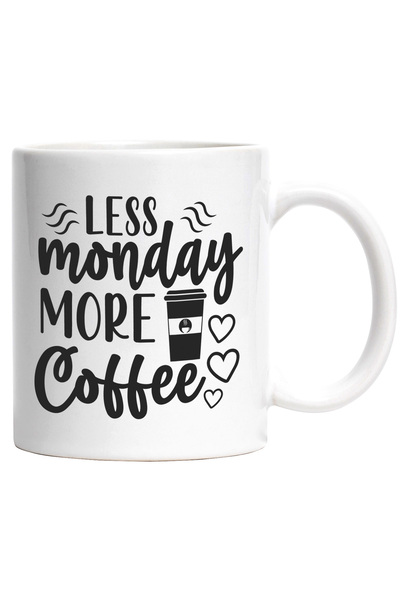 StoryGift Romania Cana cu inimioare si textul "Less monday, more coffee" - ma...
