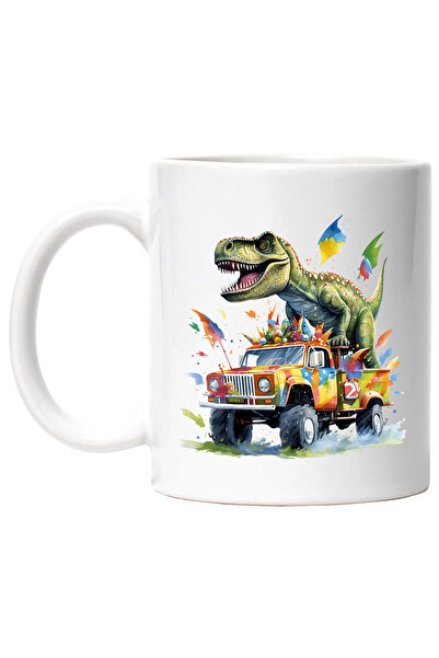 StoryGift Romania Cana cu un dinozaur care sta in portbagajul unei masini de ...