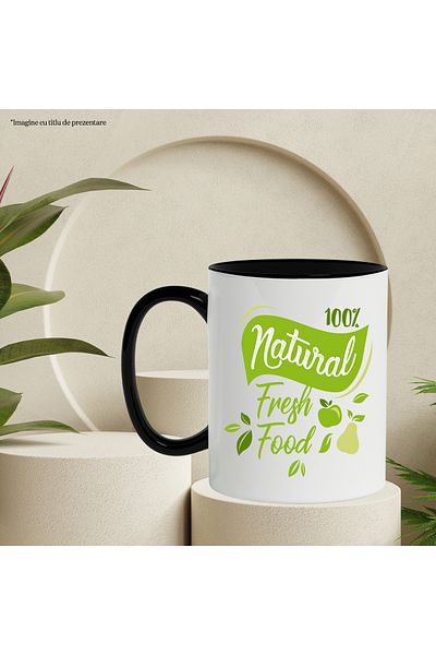 StoryGift Romania Mug With Message In English 100% Natural Fresh Food, Apple, Pear, Leaves, Food, Mu, With, STG