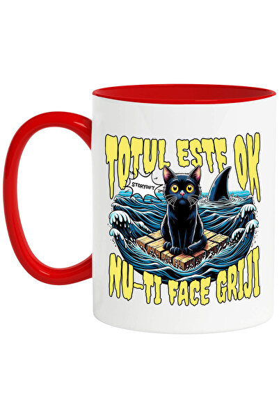 StoryGift Romania Cana cu Pisica Anxietate Pe Mare rechini Text Haios Totul E...