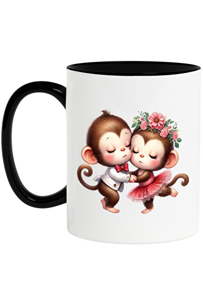 StoryGift Romania Cana cu 2 maimute care danseaza, ilustratie, rochie rosie, ...