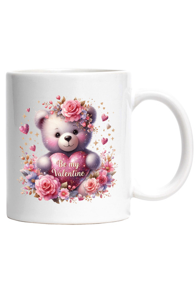 StoryGift Romania Cana cu un ursulet rosu in obraji cu mesajul "Be my Valenti...