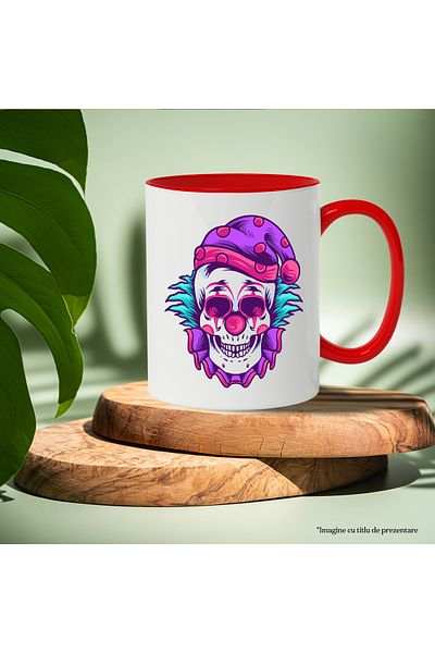 StoryGift Romania Mug With Skull, Fez, Wig, Clown, Costume, Horror, Multicolor 330 ml, Ceramic, With,STG