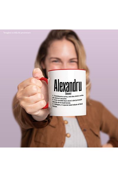 StoryGift Romania Mug With The Name Alexandru, With Funny Message, Curious, Sociable, Noisy, 330ml, C, With,STG