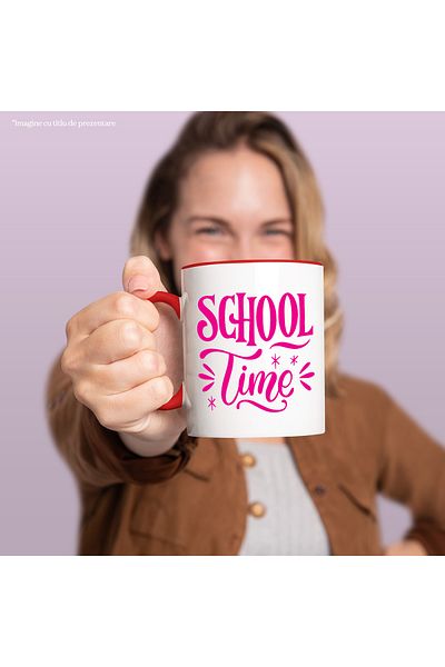 StoryGift Romania Mug for those starting school with the message "It's time for school" with R Handle, Cu, STG