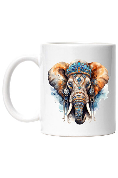 StoryGift Romania Cana cu un elefant pictat cu diferite simboluri, ilustratie...