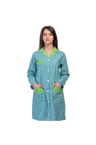 FORMTEKS Cleaning Apron Zefir Green White Checkered