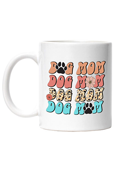 StoryGift Romania Cana cu mesajul "Dog Mom", ilustratie, caine, mama, floari,...