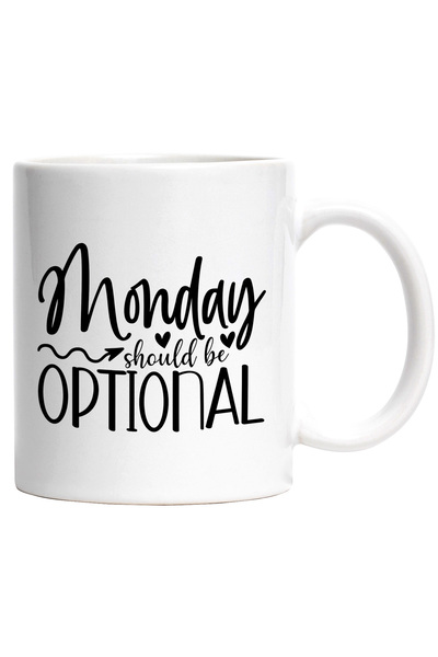 StoryGift Romania Cana cu inimioare si mesajul "Ziua de luni ar trebui sa fie...