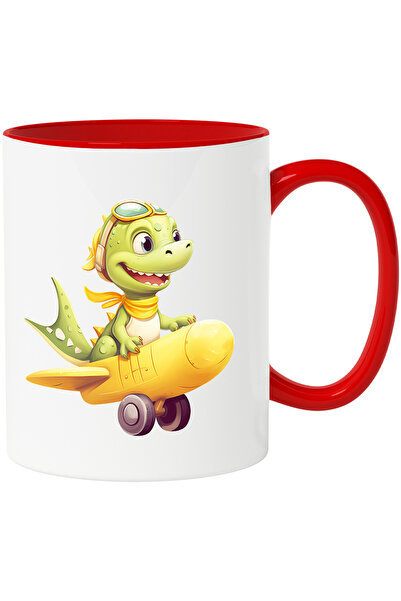 StoryGift Romania Cana cu un dinozaur verde care zboara cu avionul | ilustrat...