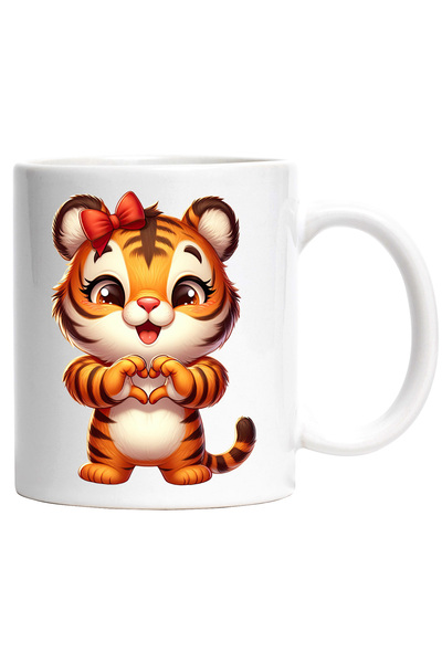 StoryGift Romania Cana cu o femela tigru care face un semn in forma de inima ...