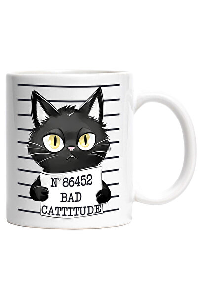 StoryGift Romania Cana cu pisica neagra la puscarie cu mesajul "NO 86452 - Ba...