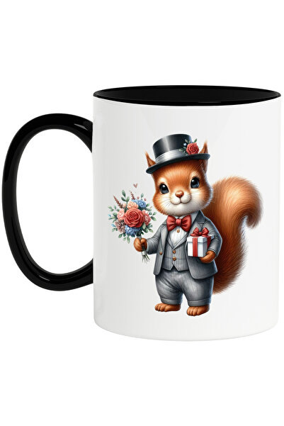 StoryGift Romania Cana cu o veverita la costum, palarie, ilustratie, buchet c...