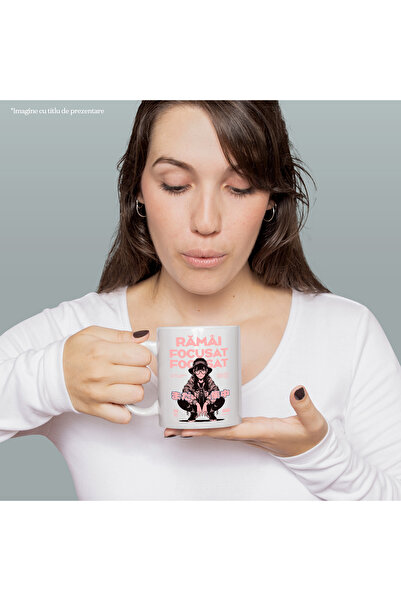 StoryGift Romania Mug Stay focused. urban woman anime style drawings, 330ml, Ceramic with White Handle, With White Handle