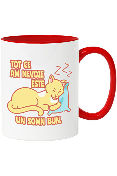 StoryGift Romania Cana Pisica somnoroasa galbena mesaj haios TOT CE AM NEVOIE...