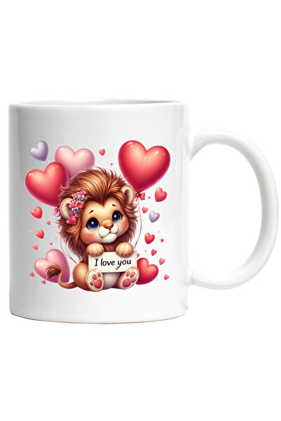 StoryGift Romania Cana cu un pui de leu cu mesajul "I love you", baloane in f...