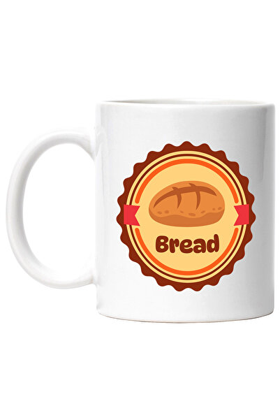 StoryGift Romania Cana Cu Mesaj In Engleza Bread, Emblema, Paine, Cerc, Panglica, Multicolor 330 m, Cu Maner Alb