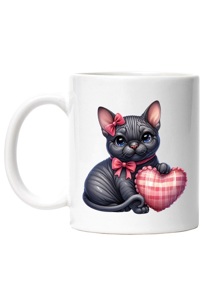 StoryGift Romania Cana cu o pisicuta neagra care tine o inima | ilustratie | ...