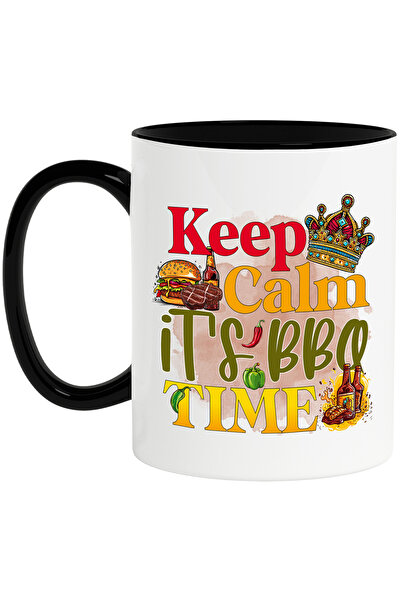 StoryGift Romania Cana cu mesajul "Keep calm, it's BBQ time", gatit, ilustratie, bucatarie, stai c, Cu Maner Negru