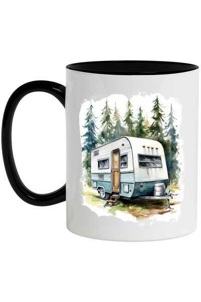 StoryGift Romania Cana Cu Peisaj: Padure, Rulota, Brazi, Watercolor, Camping,...