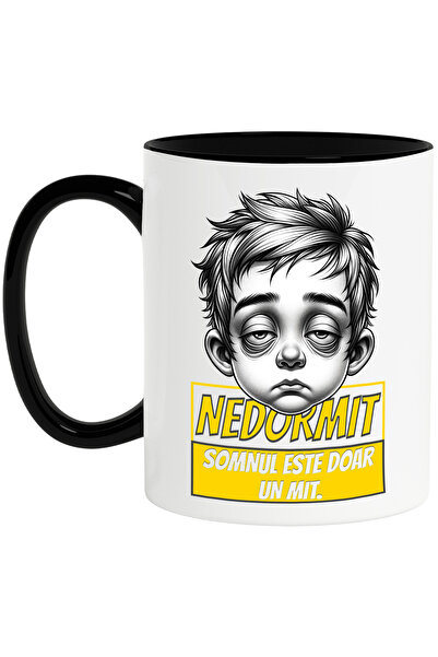 StoryGift Romania Mug Nedormit-sleep is just a myth, 330ml, Ceramic with Blac...