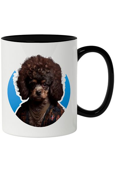 StoryGift Romania Cana Cu Catel, Portret, Lant, Jacheta, Coafura, Iubitori De Caini, Multicolor 33, Cu Maner Negru