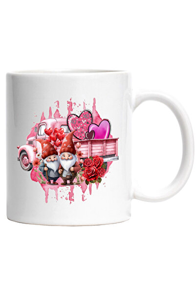 StoryGift Romania Cana cu 2 pitici si o masina, inimi colorate, trandafiri, f...