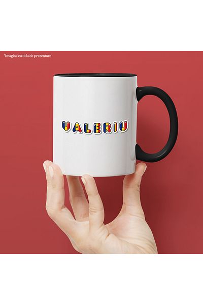 StoryGift Romania Mug With Name Valeriu, Romania, Supporter, Romanian Flag, Patriot, 330ml, Sky, With, STG
