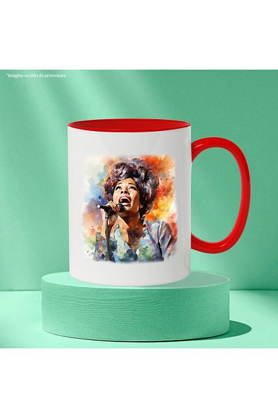 StoryGift Romania Mug With Aretha Franklin, Celebrity, Artist, Singer, Multicolor 330 ml, Ceramic, With ,STG