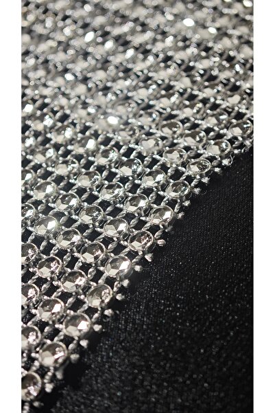 ÖZPAŞ TEKSTİL VE AKSESUAR Kristal Taş Silver 11cm eninde Gofret Dekoratif Şerit
