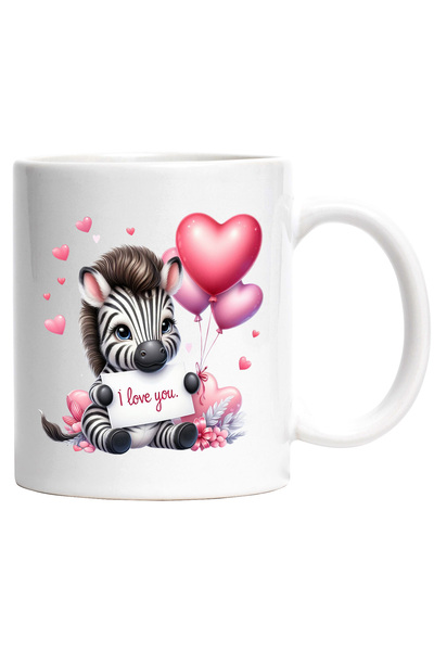 StoryGift Romania Cana cu o zebra cu mesajul "I love you" | ilustratie | balo...
