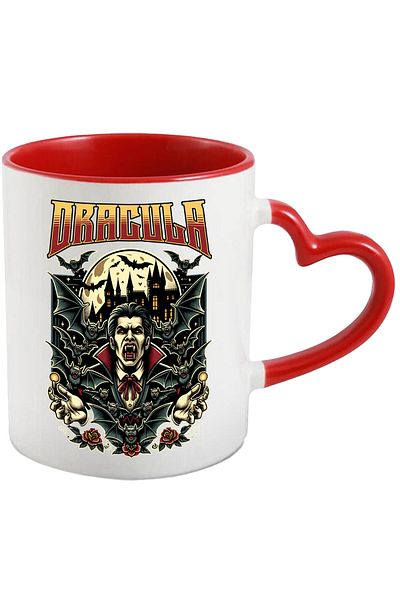 StoryGift Romania Mug with Horror Man with Fangs Vampire Dracula Castle Hallowen, Ceramic, 330ML, , With ,STG