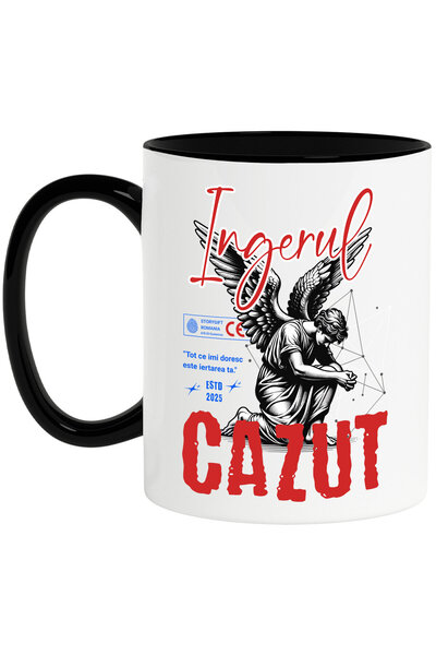 StoryGift Romania Cana cu Barbat Cu Aripi Text Inger Cazut Arta Abstracta Mot...