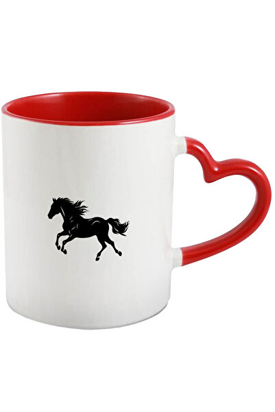 StoryGift Romania Cana cu un cal care alearga sprinten cu Maner Inima Rosie, ...